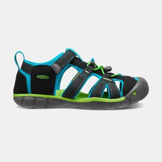 Kids' Keen Seacamp II Cnx Sandals Black Blue | BWA-340786