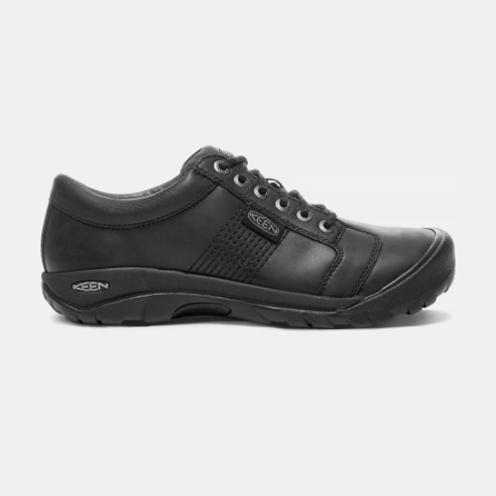 Men's Keen Austin Leather Lace-up Casual Shoes Black | SBI-416892