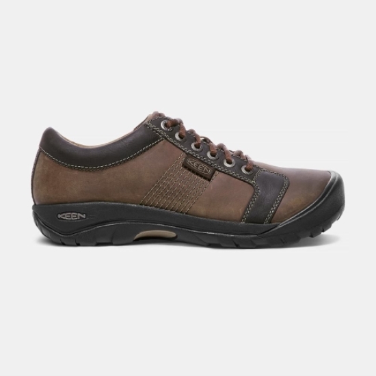 Men's Keen Austin Leather Lace-up Casual Shoes Brown Black | SYJ-827194