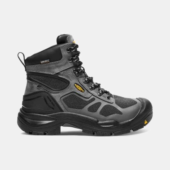 Men's Keen Concord 6 Waterproof Steel Toe Work Boots Grey Black | UJA-843160