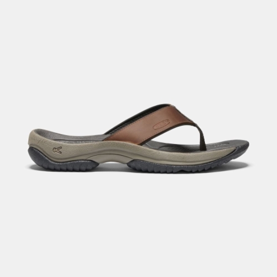 Men's Keen Kona Flip Premium Flip-Flops Brown Grey | OAY-041789