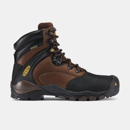 Men's Keen Louisville 6 Steel Toe Work Boots Brown Black | WSP-023458