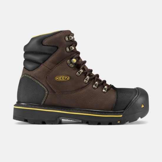 Men's Keen Milwaukee 6 Steel Toe Work Boots Brown Black | OBK-429308