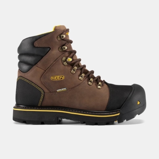 Men's Keen Milwaukee Waterproof Steel Toe Work Boots Brown Black | RQW-657039