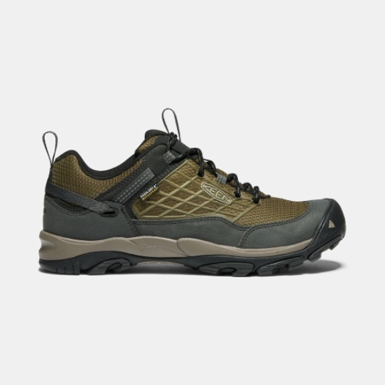 Men's Keen Saltzman Waterproof Hiking Shoes Dark Olive Black | FKD-650743