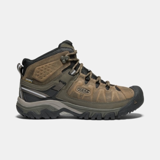 Men's Keen Targhee III Waterproof Mid Hiking Boots Olive Black | AKD-183479