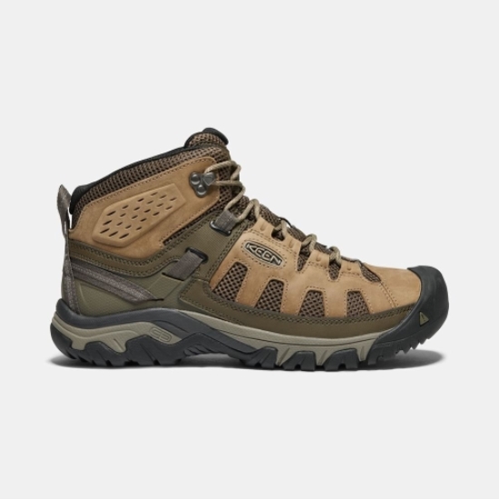 Men's Keen Targhee Vent Mid Hiking Boots Brown Olive | YJU-801692