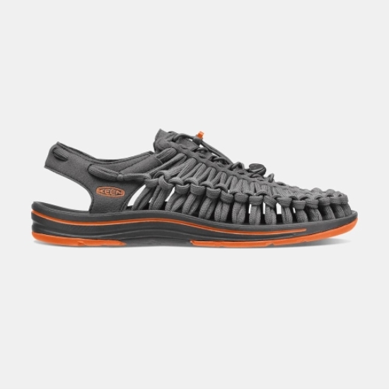 Men's Keen Uneek Flat Cord Uneek Sandals Grey Orange | SBZ-387640