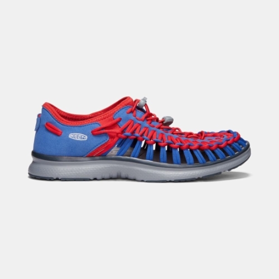 Men's Keen Uneek O2 Uneek Sandals Blue Red | OUS-790518