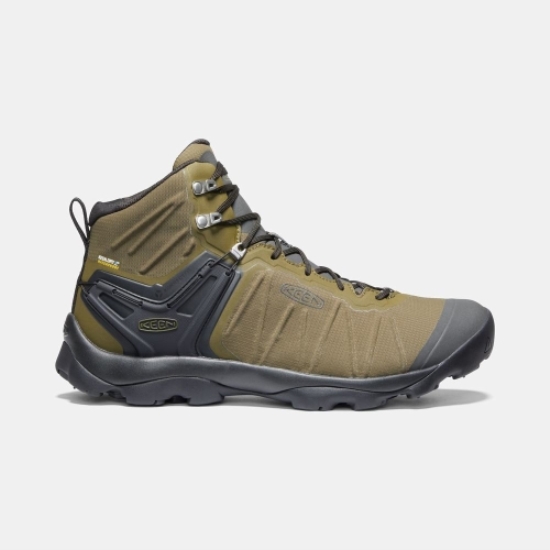 Men's Keen Venture Mid Waterproof Hiking Boots Olive Black | WUY-460159