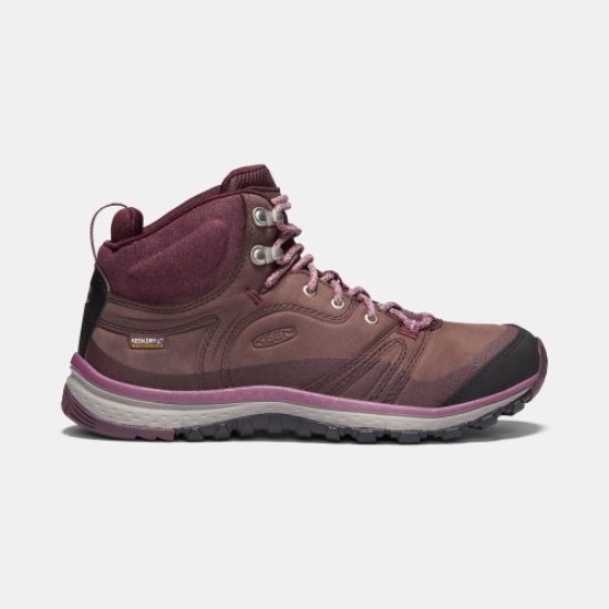 Women's Keen Terradora Leather Waterproof Mid Hiking Boots Purple | JNP-945718