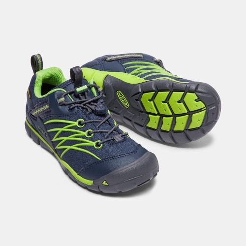 Kids' Keen Chandler Waterproof Cnx Hiking Shoes Navy Green | BRX-926571