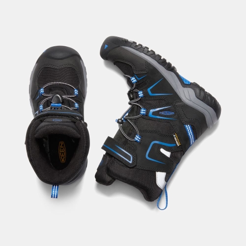 Kids' Keen Levo Waterproof Winter Snow Boots Black Blue | LRU-827136