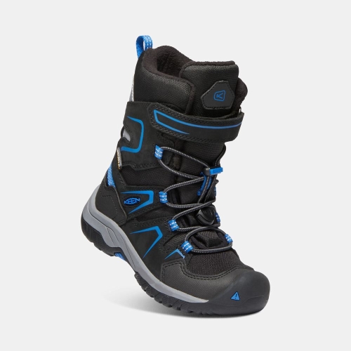 Kids' Keen Levo Waterproof Winter Snow Boots Black Blue | LRU-827136