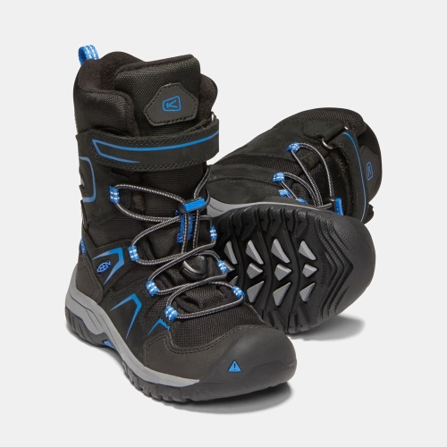 Kids' Keen Levo Waterproof Winter Snow Boots Black Blue | LRU-827136