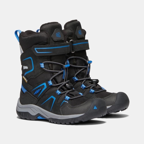 Kids' Keen Levo Waterproof Winter Snow Boots Black Blue | LRU-827136