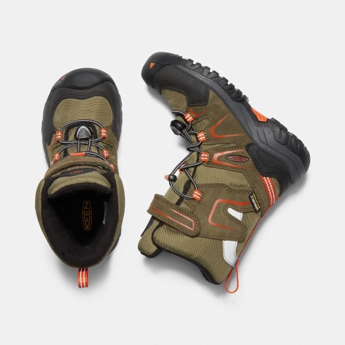 Kids' Keen Levo Waterproof Winter Snow Boots Olive Black | YIU-435792