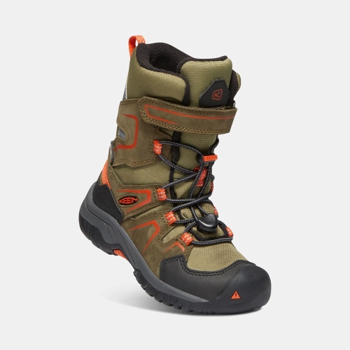 Kids' Keen Levo Waterproof Winter Snow Boots Olive Black | YIU-435792