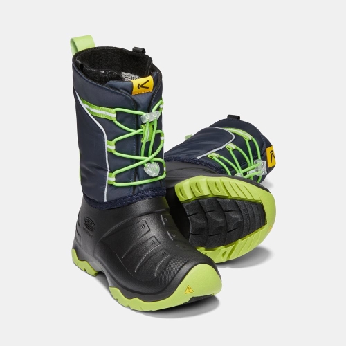 Kids' Keen Lumi Waterproof Winter Snow Boots Navy Black Green | BAG-428065