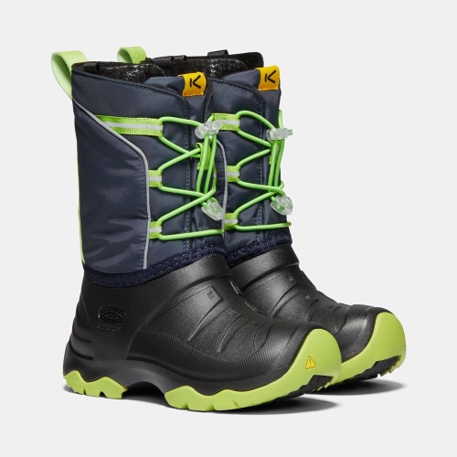 Kids' Keen Lumi Waterproof Winter Snow Boots Navy Black Green | BAG-428065