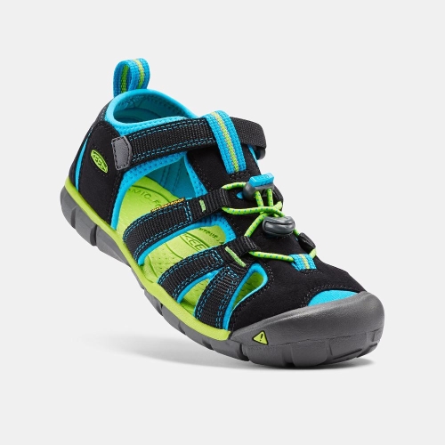 Kids' Keen Seacamp II Cnx Sandals Black Blue | BWA-340786