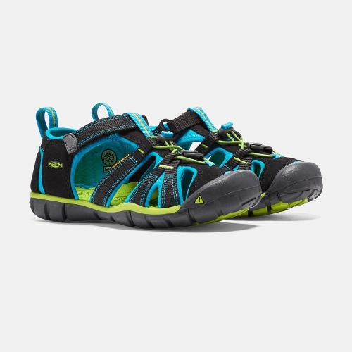 Kids' Keen Seacamp II Cnx Sandals Black Blue | BWA-340786