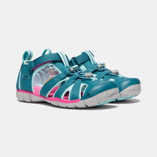 Kids' Keen Seacamp II Cnx Sandals Blue Pink | FIN-350782