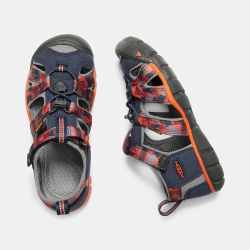 Kids' Keen Seacamp II Cnx Sandals Navy Orange | NKX-159624