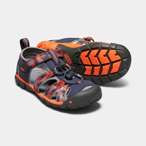 Kids' Keen Seacamp II Cnx Sandals Navy Orange | NKX-159624