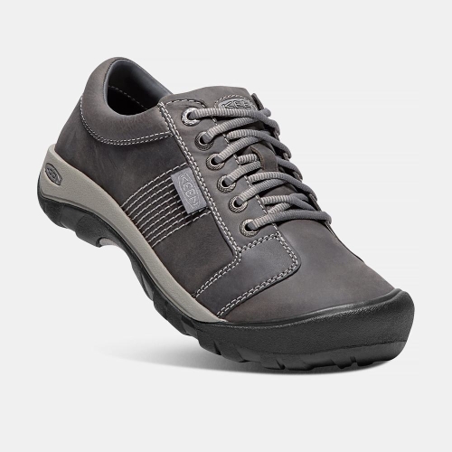 Men's Keen Austin Leather Lace-up Casual Shoes Grey | MEB-148639