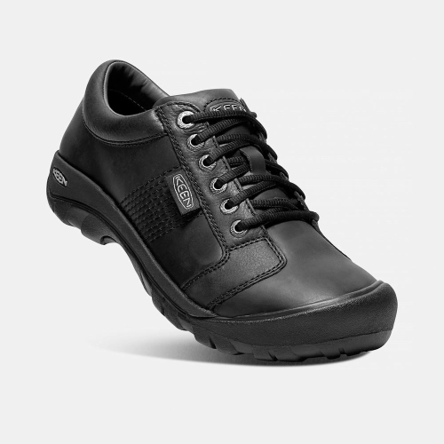 Men's Keen Austin Leather Lace-up Casual Shoes Black | SBI-416892