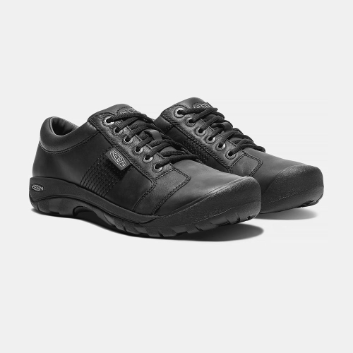 Men's Keen Austin Leather Lace-up Casual Shoes Black | SBI-416892