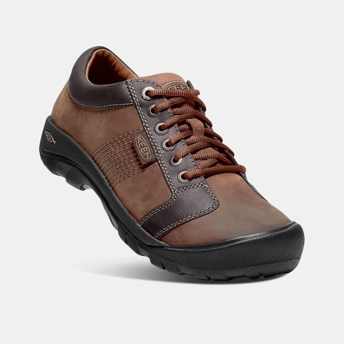 Men's Keen Austin Leather Lace-up Casual Shoes Brown Black | SYJ-827194