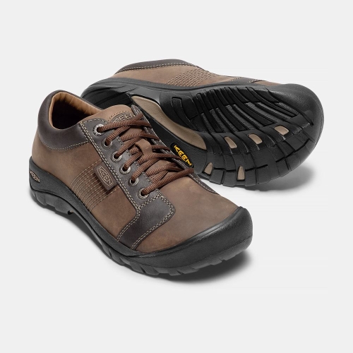 Men's Keen Austin Leather Lace-up Casual Shoes Brown Black | SYJ-827194