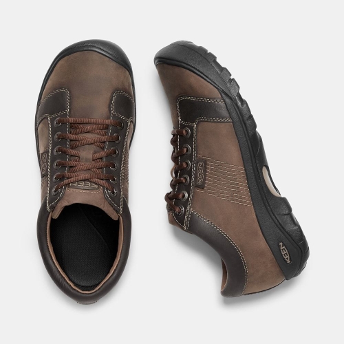 Men's Keen Austin Leather Lace-up Casual Shoes Brown Black | SYJ-827194