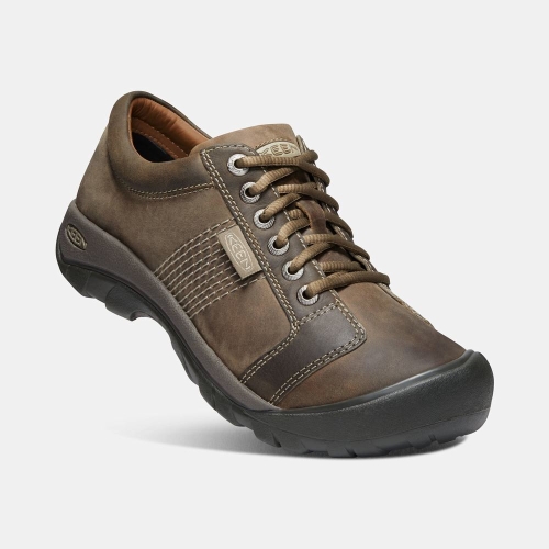 Men's Keen Austin Leather Lace-up Casual Shoes Dark Brown | VEM-816750