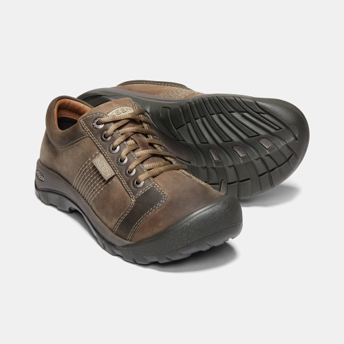 Men's Keen Austin Leather Lace-up Casual Shoes Dark Brown | VEM-816750