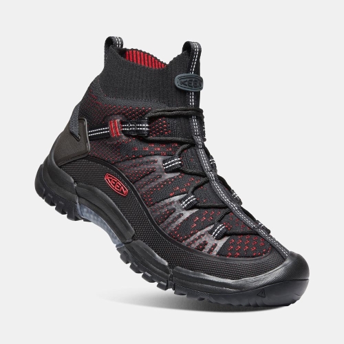 Men's Keen Axis Evo Mid Hiking Boots Black Red | RKG-145709