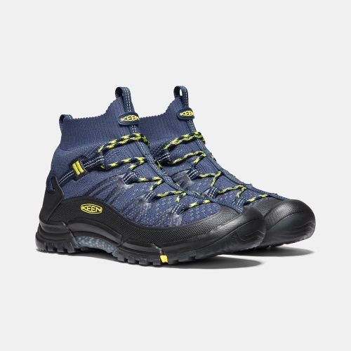 Men's Keen Axis Evo Mid Hiking Boots Blue Yellow Black | IKF-574681