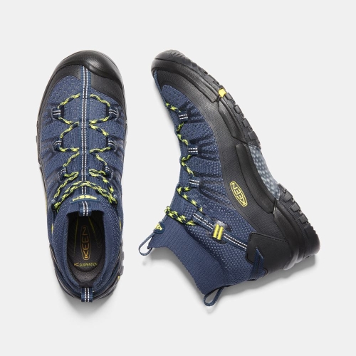 Men's Keen Axis Evo Mid Hiking Boots Blue Yellow Black | IKF-574681