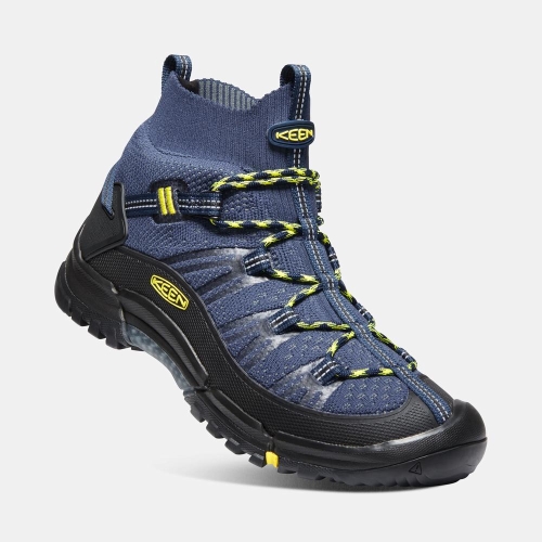 Men's Keen Axis Evo Mid Hiking Boots Blue Yellow Black | IKF-574681