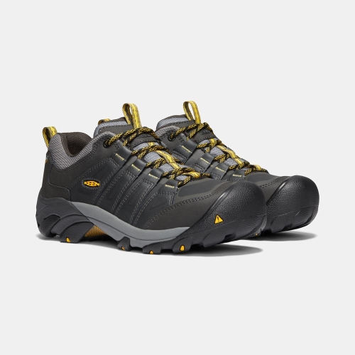 Men's Keen Boulder Waterproof Steel Toe Work Shoes Black | GKC-980251