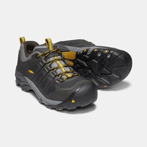 Men's Keen Boulder Waterproof Steel Toe Work Shoes Black | GKC-980251