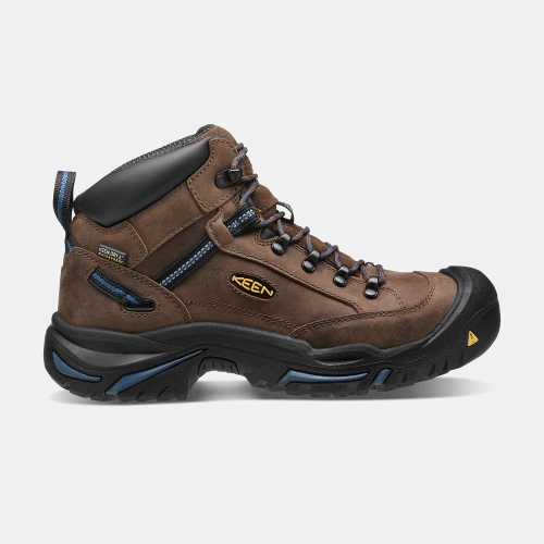 Men\'s Keen Braddock Al Waterproof Mid Steel Toe Work Boots Brown Black | IOM-582091