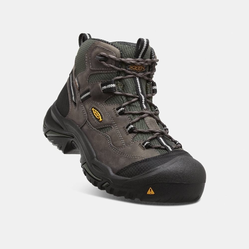 Men's Keen Braddock Waterproof Mid Steel Toe Work Boots Coffee Olive | GOZ-162893