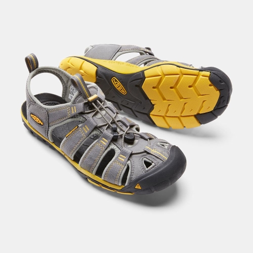 Men's Keen Clearwater Cnx Hiking Sandals Grey Lemon | BFJ-061745