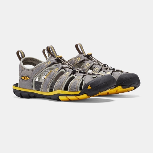 Men's Keen Clearwater Cnx Hiking Sandals Grey Lemon | BFJ-061745