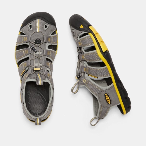 Men's Keen Clearwater Cnx Hiking Sandals Grey Lemon | BFJ-061745