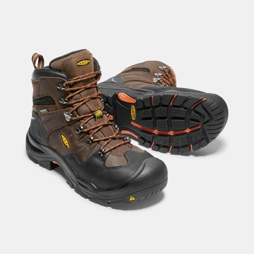 Men's Keen Coburg 6 Waterproof Steel Toe Work Boots Brown Black | KTU-095714