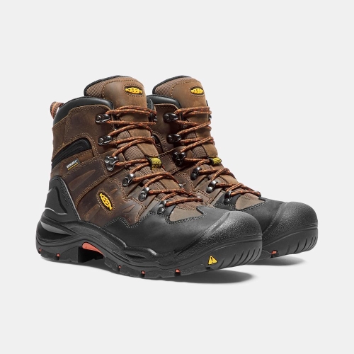 Men's Keen Coburg 6 Waterproof Steel Toe Work Boots Brown Black | KTU-095714